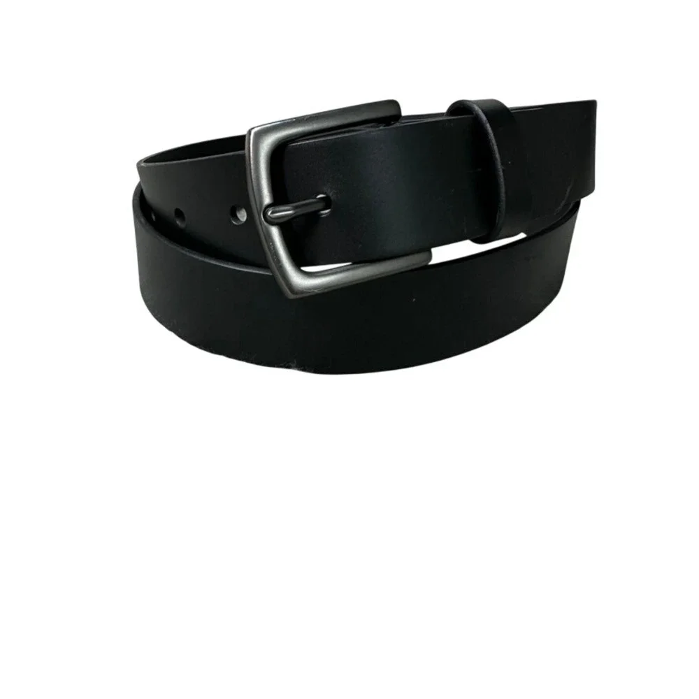 GAP Mens Black Bonded Leather Belt Gunmetal Buckle Size 38 Classic Casual